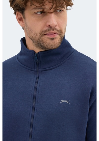 Slazenger Mendoza I Erkek Fermuarlı Dik Yaka Cepli Lacivert Sweatshırt Lacivert