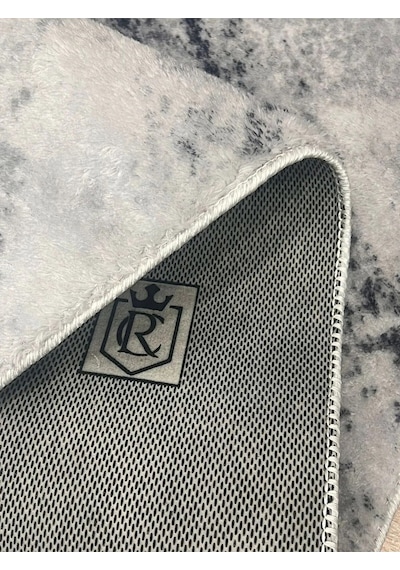 Raschel Carpet Çizgi Desenli Gri Kaymaz Taban Kalın Peluş Halı - Yolluk Yüksek Kalite Gri