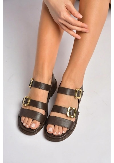 Fox Shoes Y291594203 Kahverengi Hakiki Deri Sandalet