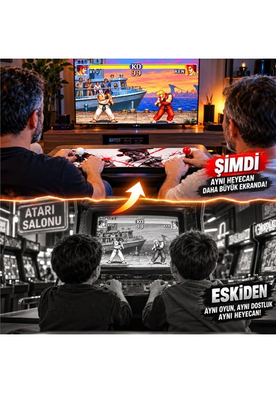 Schitec Dev Pandora Arcade 10.000 Oyun 4k Hd 2 Kişilik Büyük Boy Retro Oyun Konsolu
