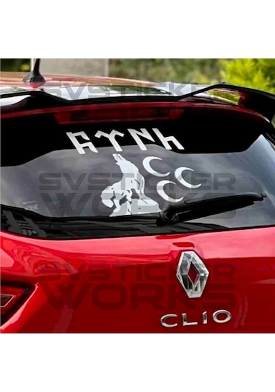 Türk Sticker Arka Cam Uluyan Kurt Ccc Sticker Tüm Araçlara Uyumlu Beyaz Renk Beyaz