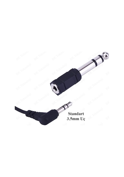 6.35mm Erkek - 3.5mm Dişi Stereo Kulaklık Ses Adaptörü Çevirici