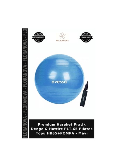 Premium Hareket Pratik Denge & Hattirc Plt-65 Pılates Topu Hb65+pompa - Mavı