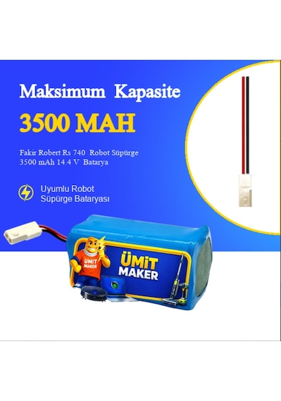 Fakir Robert Rs 740 Robot Süpürge 3500 Mah 14.4 V Yanmaz Batarya  Uyumlu Uzun Ömürlü, Yüksek Performans Pil