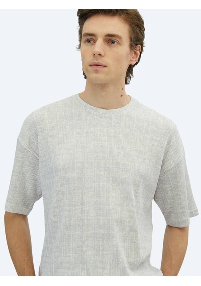 Kip Lila Baskılı Bisiklet Yaka Pamuk Karışımlı T-shirt Lila