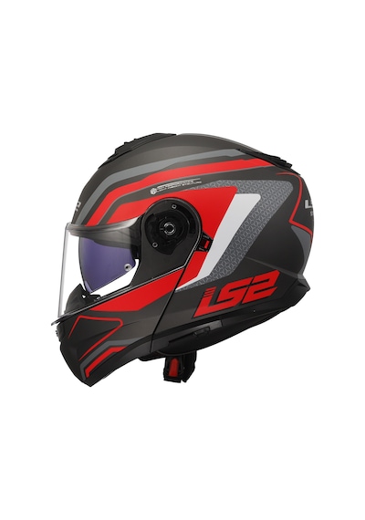 Ls2 Strobe 2 Phantom Motosiklet Kask Gri - Mat Titanium - Kırmızı
