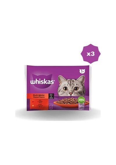 Whiskas Yaş Mama Poşet Klasik 340 Gr - 3 Adet