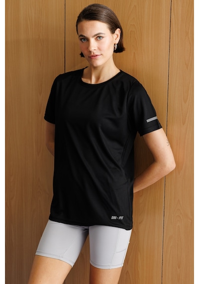 Genius Store Kadın Nem Emici Hızlı Kuruma Atletik Teknik Performans Spor T-shirt Drıfıt-kısakol Siyah