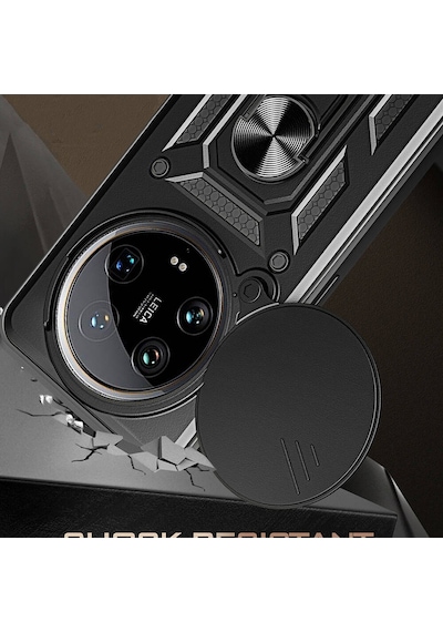 Rba Aksesuar Mi 14 Ultra Kılıf Magnetik Standlı Kamera Korumalı Rba Sürgülü Vega Kapak - Mavi Mavi
