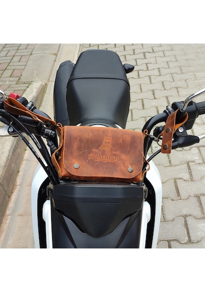 Sumerian Leather Craft Deri Bisiklet Çantası Taba