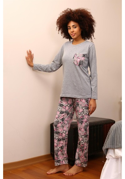 Akbeniz Kadın Uzun Kol Penye Pijama Takım 4195 - M Gri