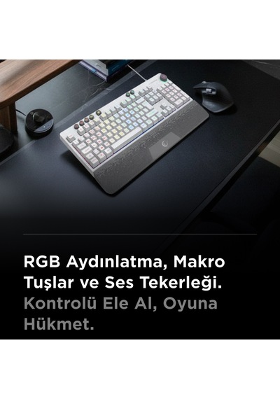 Kb-gx65 Sımula Beyaz Usb Rgb Aydınlatmalı 4 Makro Tuşlu Bilek Destekli Gaming Oyuncu Klavyesi