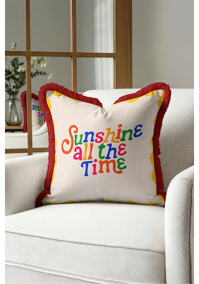 Sunshine All The Time Retro Yazı Saçaklı Yastık Kılıfı - Pop Art Sarı Bordo Püsküllü Kırlent Kılıfı Derin Sahil Opal Sunshine All The Time Retro Yazı Saçaklı Yastık Kılıfı - Pop Art Sarı Bordo Püsküllü Kırlent Kılıfı Derin Sahil Opal
