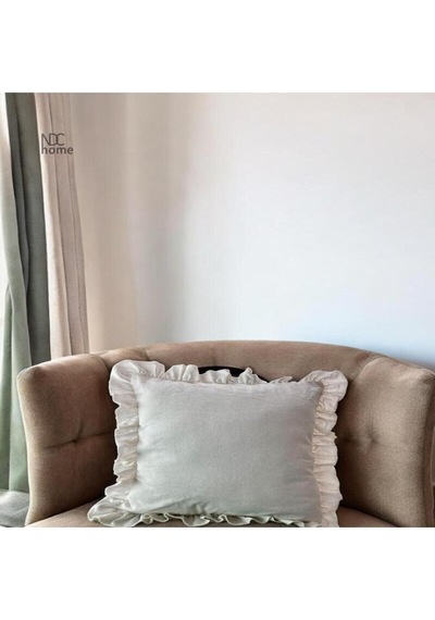 Dnc Home Tekstil Ndchome Ham Keten Krem Fırfırlı Kırlent Kırlent Kılıfı 43 X 43