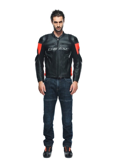 Dainese Racing 4 Deri Ceket Kırmızı - Siyah