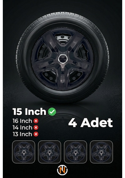 Citroen C3 15 İnç Jant Kapağı Takım Siyah S104