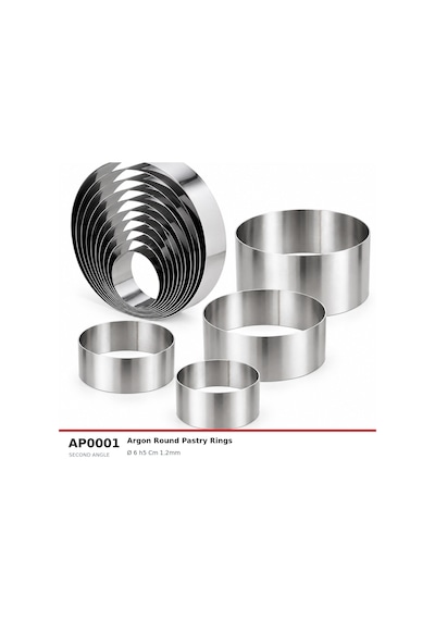 Fida Pasta Çemberi Yuvarlak Argon 1,2mm Yükseklik 5 Cm Paslanmaz Ø25 Cm Inox