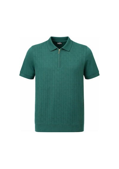Plus Scorpion Erkek Polo Yaka Fermuarlı Triko Tişört Dokulu Slim Fit Yeşil