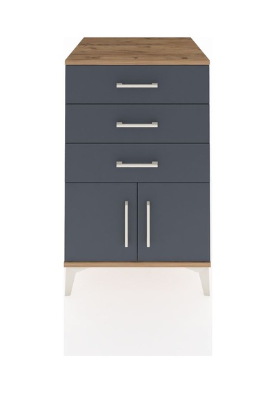 Kronos Komodin 3 Çekmeceli 2 Kapaklı 60x59x96 Çam-antrasit Çam