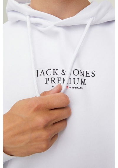 Jack & Jones Erkek Kapüşonlu Sweatshirt Jprbluarchıe 63412216335 Beyaz