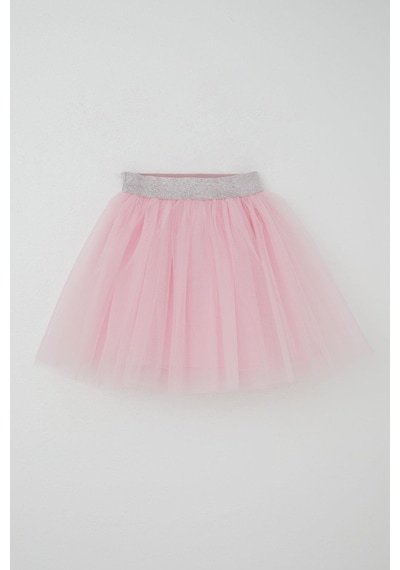 Breeze Kız Çocuk Tütü Etek Beli Sim Detaylı Lastikli 5-10 Yaş, Pembe Pembe