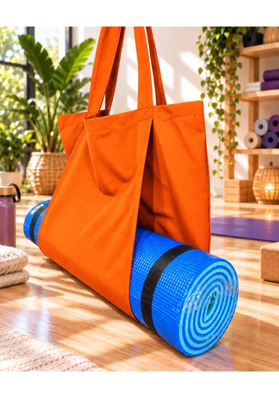 Mat Taşıma Çantası Yoga Fitness Silindir Antrenman Çantası - Çantalı Fermuarlı Mat Taşıma Çantası Turuncu
