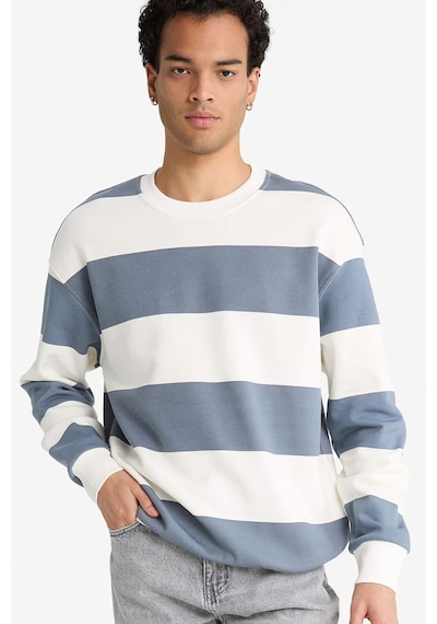 Defacto Boxy Fit Bisiklet Yaka Çizgili Sweatshirt F4641ax25augr171 Gri