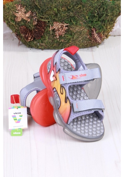 Vicco 332.b25y.256 Jack Gri Rahat Esnek Işıklı Erkek Çocuk Sandalet Gri