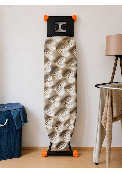 5d Özel Kumaş Keçeli Ütü Masası Kılıfı Masaya Göre Ayarlanabilir İpli Stoperli 55x140cm Örgü Kalp Çok Renkli
