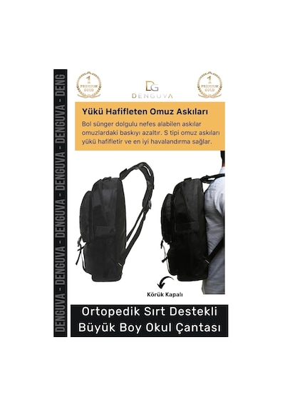 Denguva Ortopedik Su Geçirmez Konfor Modeli Fermuarlı Büyük Boy Çok Gözlü Bölmeli Kamp Outdoor Sırt Çantası Çok Renkli