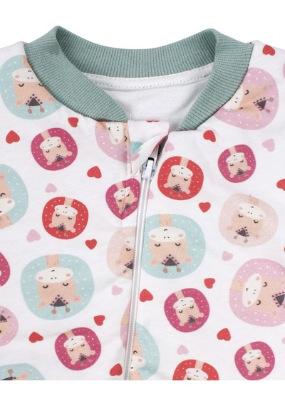 Bebegen Unisex Yeşil Biyeli Zürafa Desenli Uyku Tulumu Çok Renkli