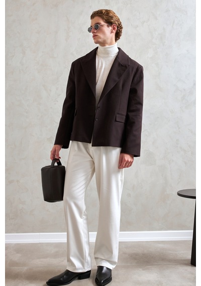 Hyman Erkek Oversize Blazer Ceket Kahverengi
