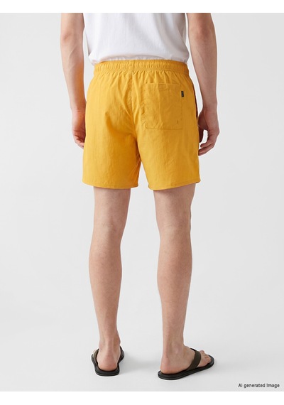 Lcw Swımwear Sarı Kısa Boy Baskılı Erkek Deniz Şortu