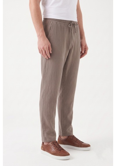 Mösyö Erkek Baggy Kalıp Müslin Kumaş Pantolon Bgl-st05592 VİZON