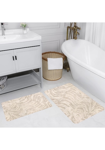 Rovigo Home Baskılı Kaymaz Taban 2 Li Banyo Paspas Takım Rvg5208-100X60-60X50 Çok Renkli
