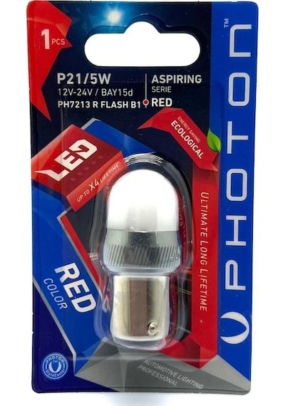 Photon  P21/5 W 7213R ÇİFT DUY KIRMIZI FLASH STOP AMPÜLÜ