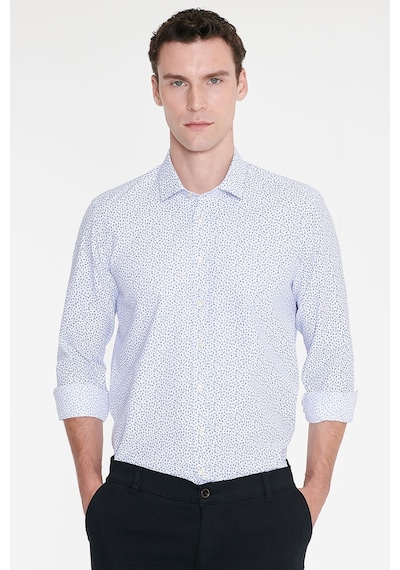 Ac&Co / Altınyıldız Classics Erkek Beyaz Mavı Pamuklu Slim Fit Dar Kesim Klasik Yaka Baskılı Gömlek Ac&Co / Altınyıldız Classics Erkek Beyaz Mavı Pamuklu Slim Fit Dar Kesim Klasik Yaka Baskılı Gömlek
