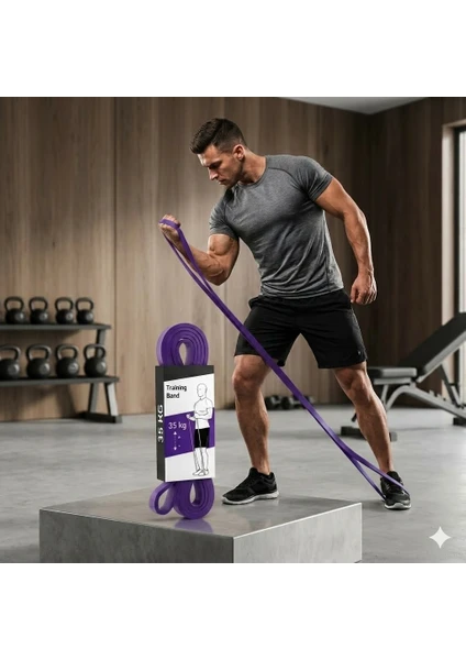 35 Kg Pilates Direnç Bandı Mor - Ağır Sert Egzersiz Ve Spor Lastiği Fitnes Bandı
