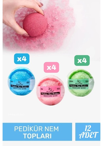 Banyo Bombası, 12 Adet, 37g, Köpüren Nem Bombası, Çok Renkli