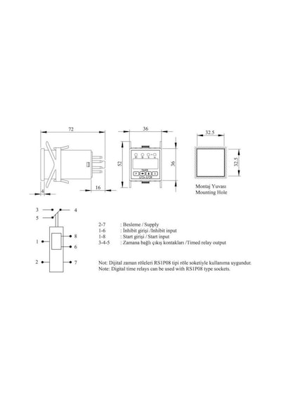 Emas Rz1d1s-2 Zaman Rölesi Digital 24 Vdc Startlı