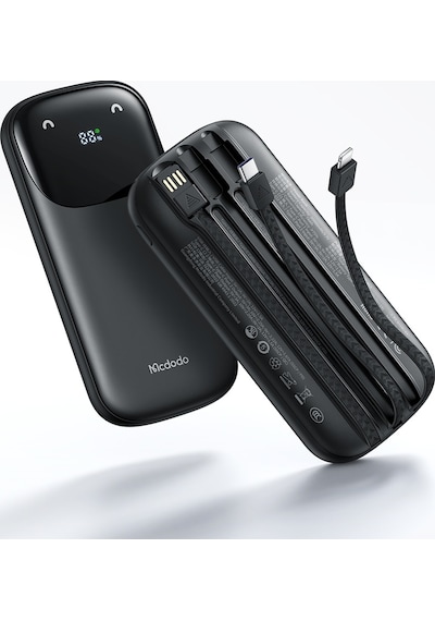 Mcdodo Mc-8520 10000mah 22.5w Pd Qc Hızlı Şarj Dijital Göstergeli Çoklu Kablolu Powerbank Siyah