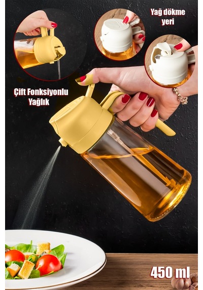 Porsima Alk-3157 Çok Amaçlı Cam Sprey Şişe Yağlık Yağdanlık Sarı