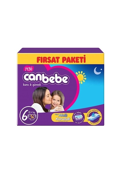 Canbebe Bebek Bezi Kilit Sistemli 6 Numara Xlarge Fırsat Paketi 36 Adet