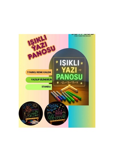 Jenerik Neon Işıklı 7 Renk Işık Boyama Kalemli Led Resim Panosu Boyama Tahtası Kalemleri 20 X 20 Çok Renkli