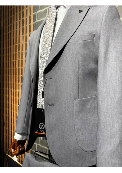 Dupont Classics Dupont Slim Fit Sivri Yaka 6 Drop Çift Yırtmaç Torba Cep 2'li Takım Elbise Gri Dupont Classics Dupont Slim Fit Sivri Yaka 6 Drop Çift Yırtmaç Torba Cep 2'li Takım Elbise Gri