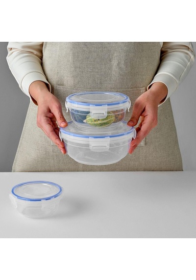 Dünya Plastik 3lü Contalı Yuvarlak Saklama Set 800-1350-2250 30051 Şeffaf