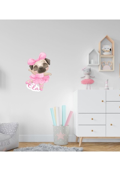 Kişiye Özel Tatlı Köpek Tasarımlı Çocuk Odası Duvar Sticker-2