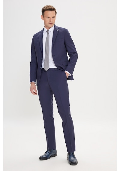AC&Co / Altınyıldız Classics Erkek Lacivert Slim Fit Dar Kesim Mono Yaka Takım Elbise Lacivert