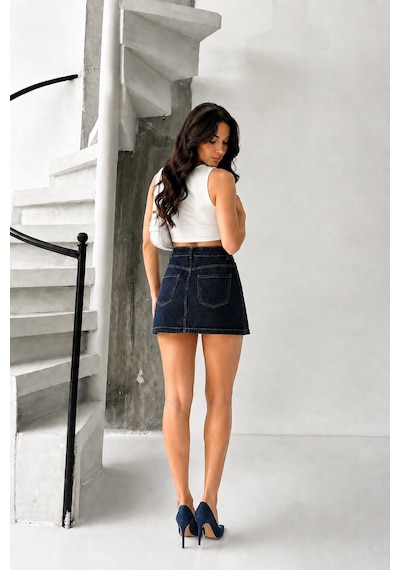 Kene Jeans Lacivert Kısa/mini Denim Kot Etek Lacivert
