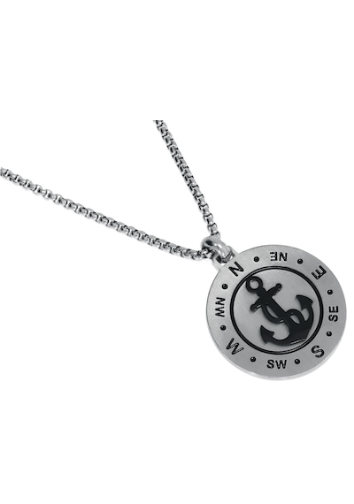 Erkek Çapa Ve Pusula Model Çelik Kolye Silver